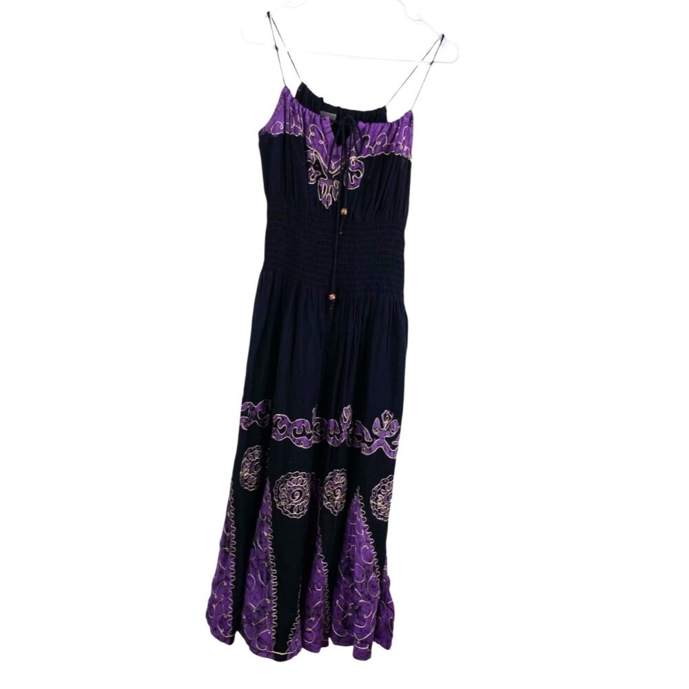 Advanced Apparel Dress Women's Sleeveless Smocked Purple Free Size Boho Fairy